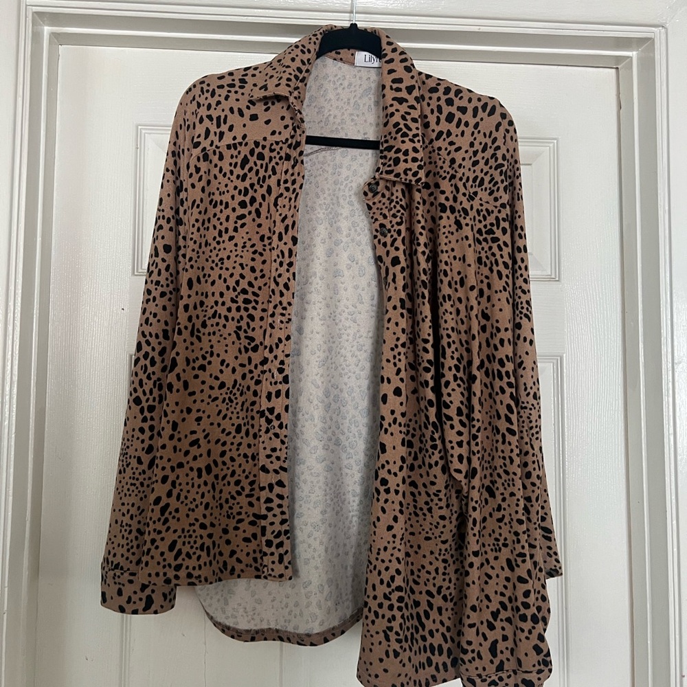 Animal print button down overshirt
